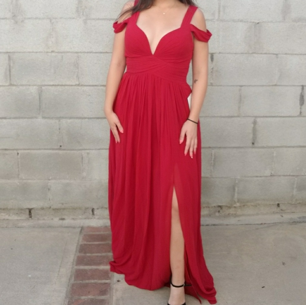 Lulu's red maxi formal dress